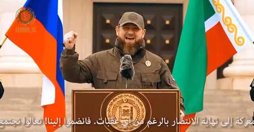 Frame da video su Telegram Kadyrov - Appello di Kadyrov ai musulmani. Uniamoci contro la Nato